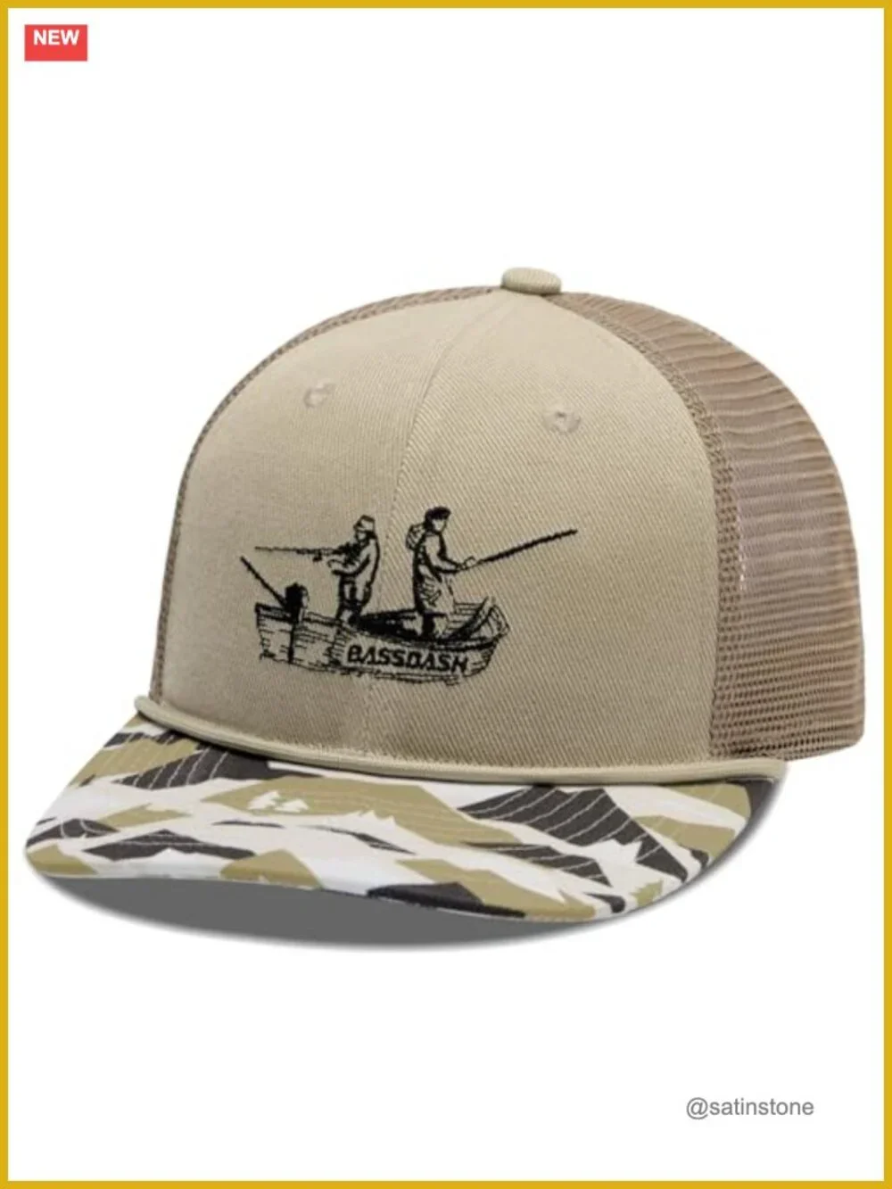 Camo Rope Trucker Hat Mesh Back Baseball Cap for Hunting Fishing
